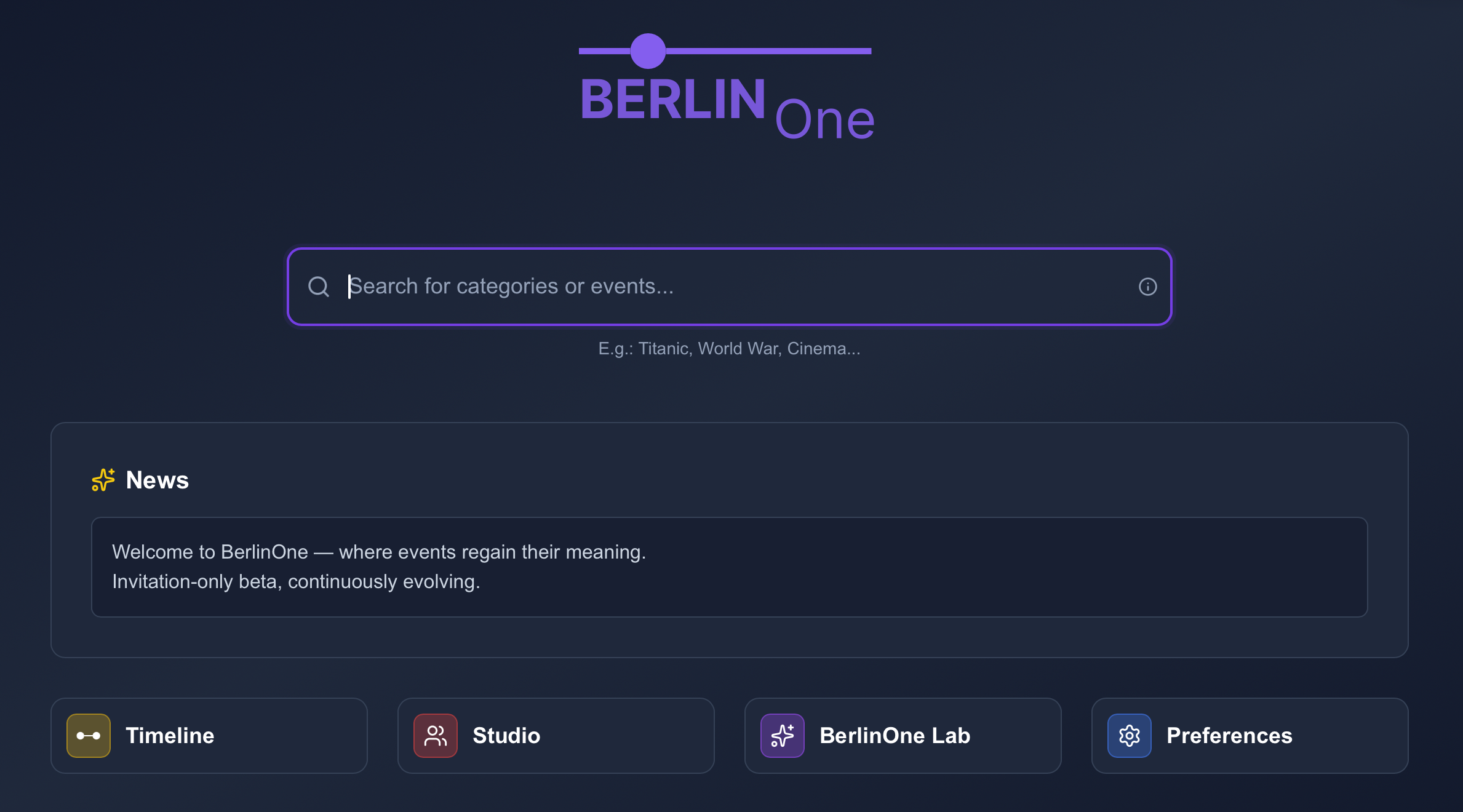BerlinOne Portal - Search and exploration interface
