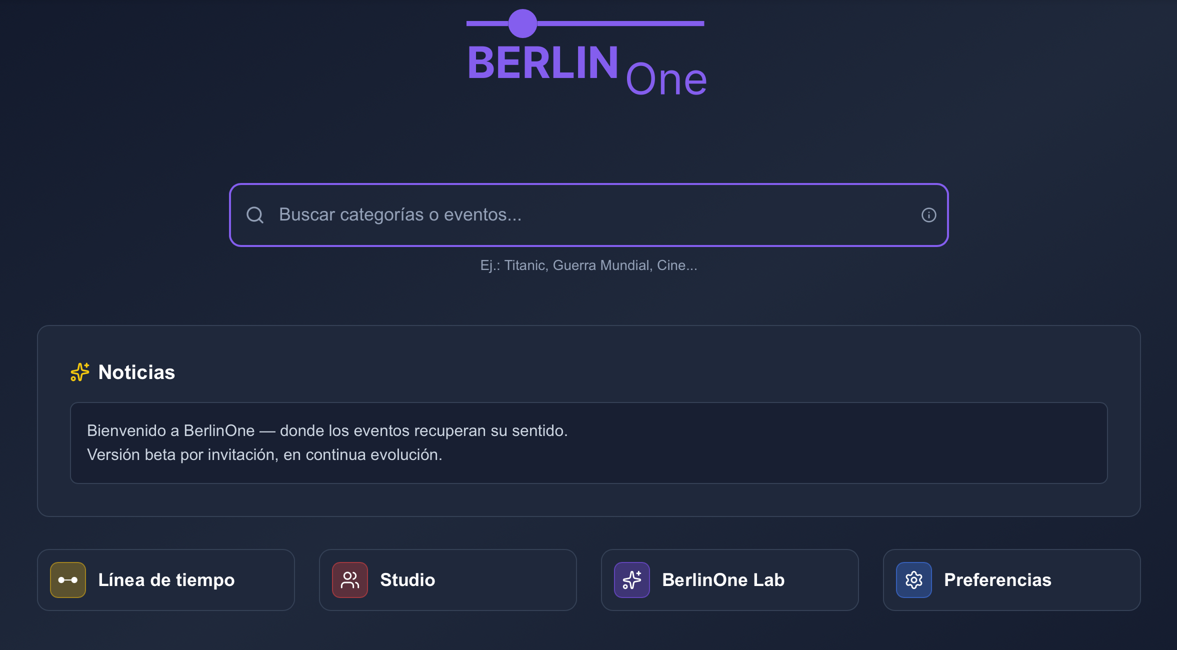 Portal de BerlinOne - Interfaz de búsqueda y exploración
