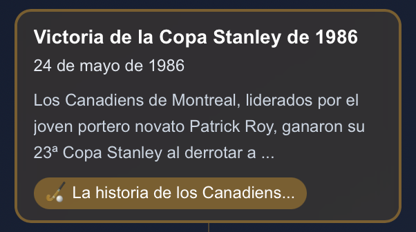Ejemplo de tarjeta de evento