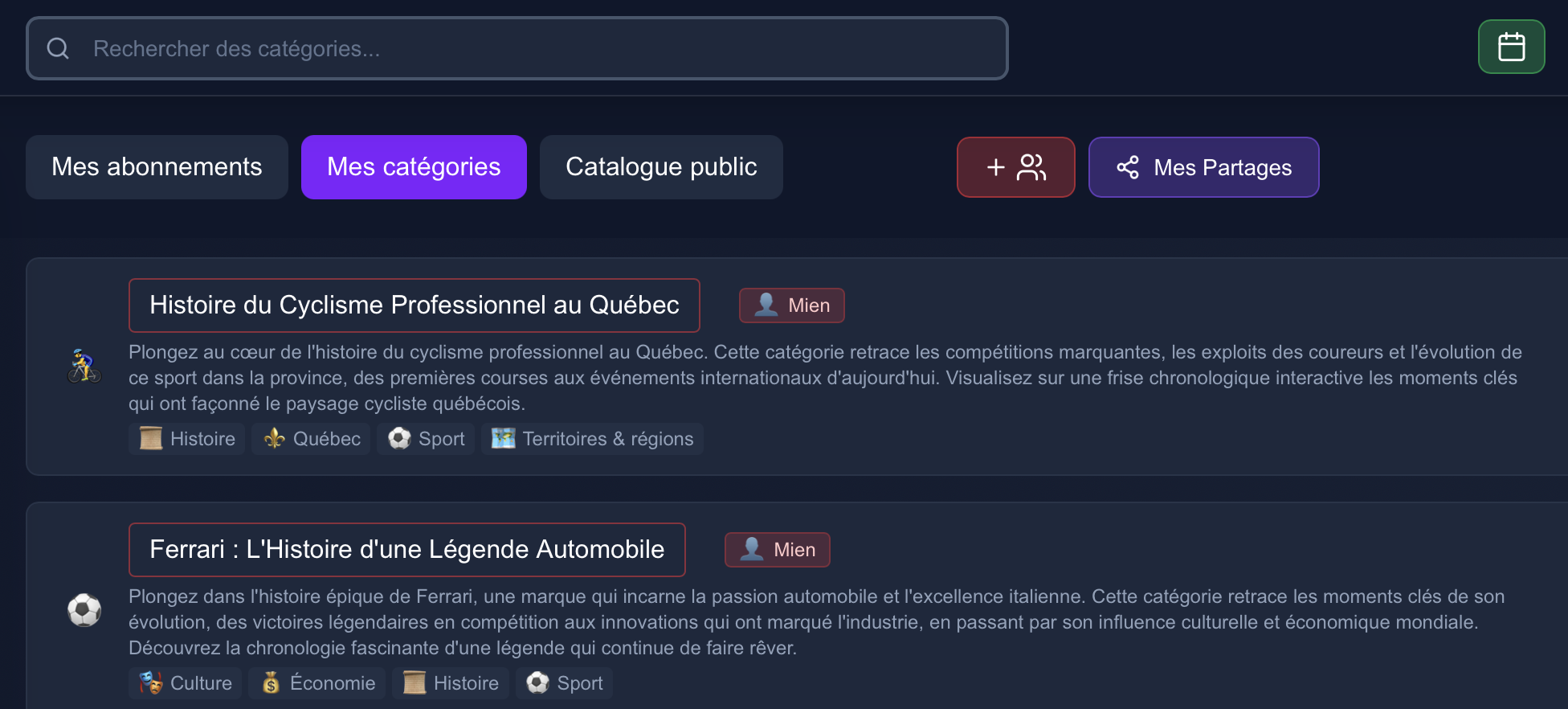 BerlinOne Studio - Gestion des catégories et événements